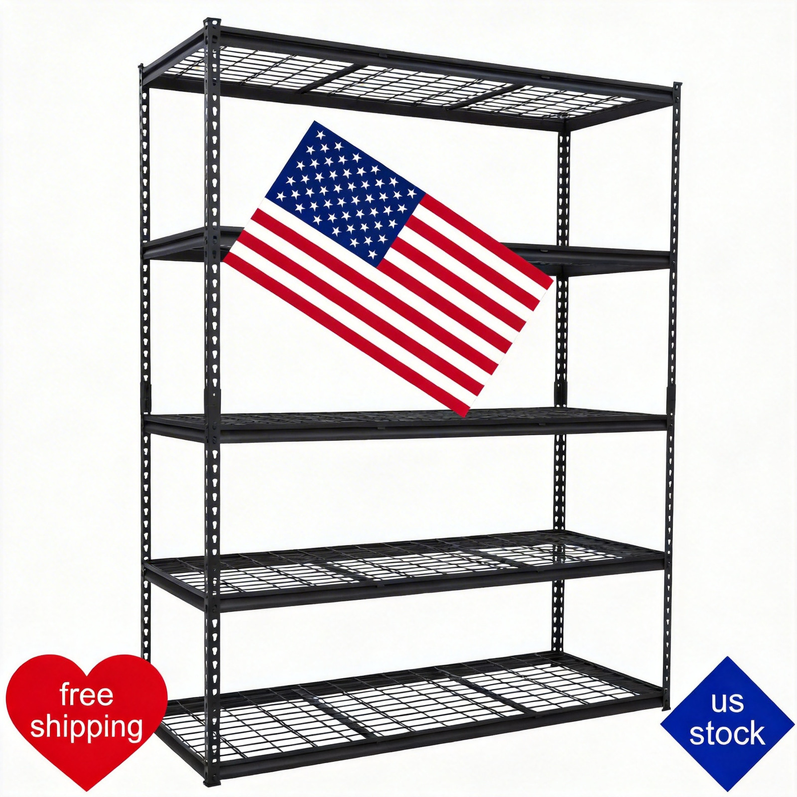 5-Tier Metal Shelving Unit Garage Storage Rack, 2500 LBS Capacity Heavy Duty