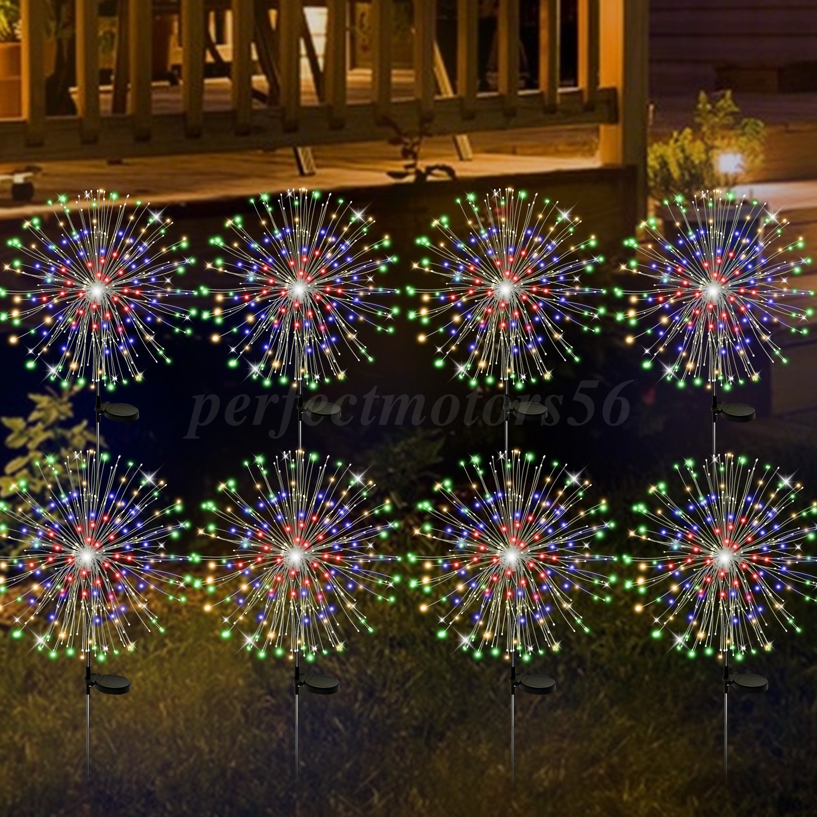 8pc Outdoor Garden Solar Firework Lights Waterproof Path Lawn Xmas Decor 120 LED