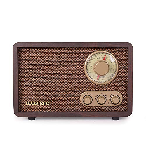 FM AM Radio Retro Wood Radio with Bluetooth Play Mp3 and Antenna Built Coffee