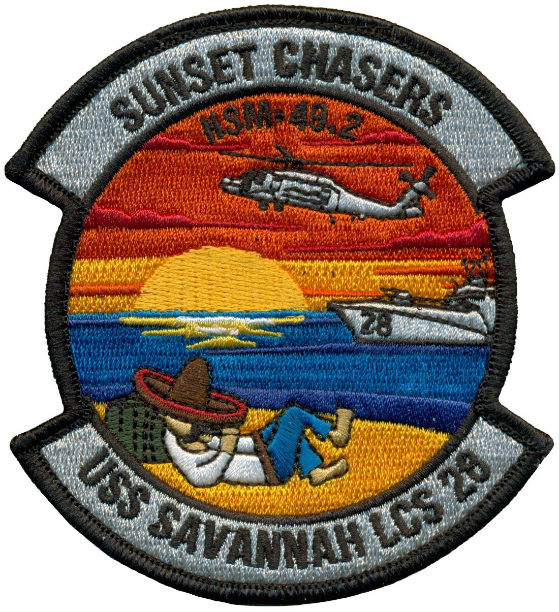 US NAVY HELICOPTER MARITIME STRIKE SQUADRON 49.2 SUNSET CHASERS (HSM-49.2) PATCH