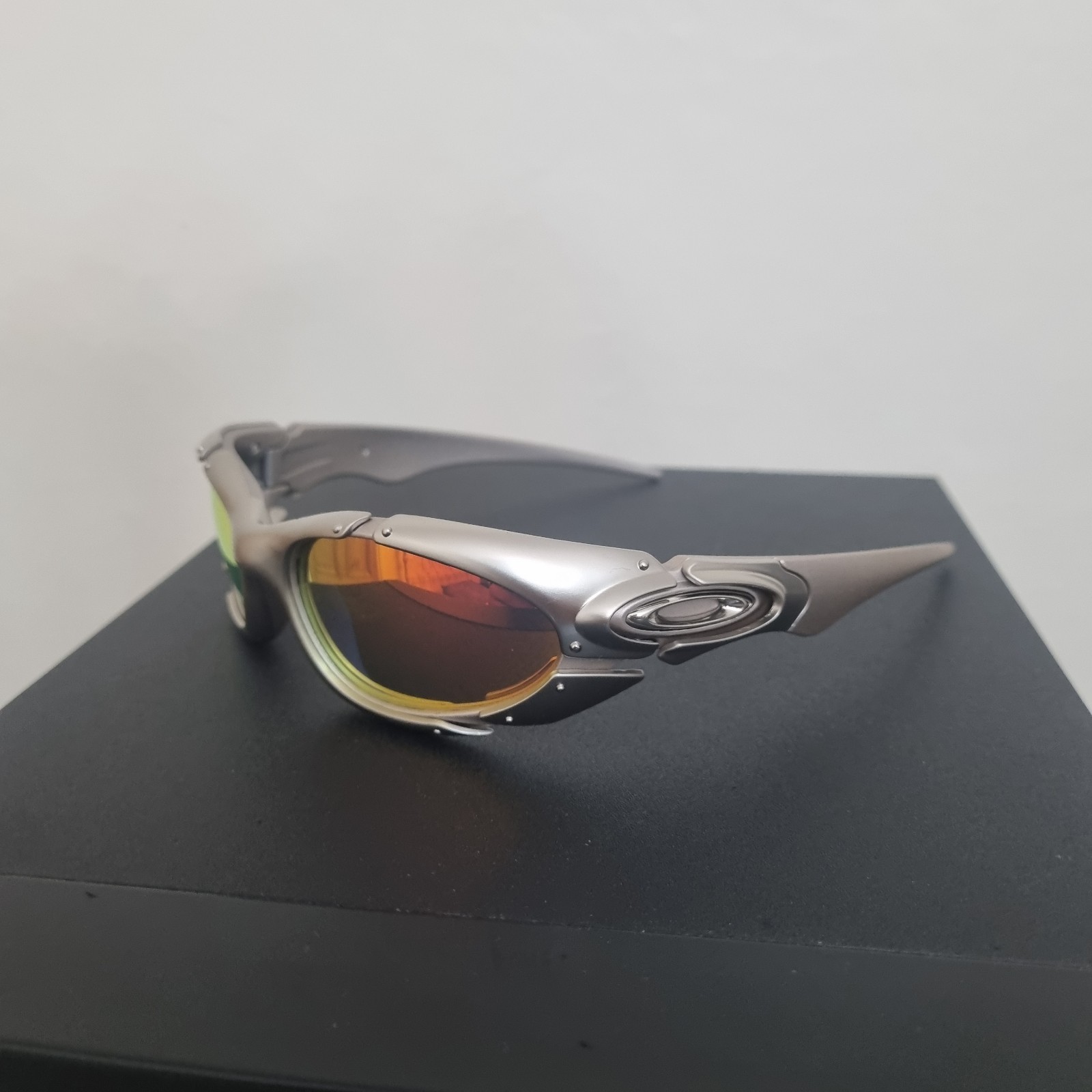 Oakley Plate X Metal Cyclops Y2k Sports Vintage Sunglasses Silver Polarized