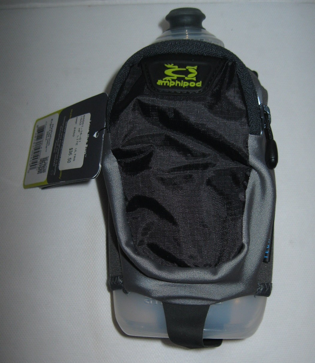 New AMPHIPOD Hydraform Ergo-Lite Ultra 16 oz Water Bottle Slate Clear
