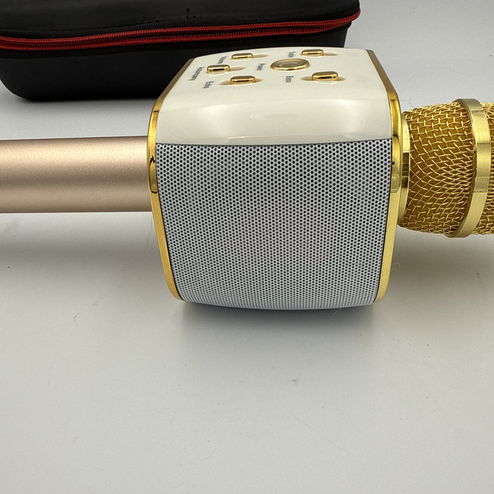 Funky Rico Karaoke Microphone Handheld Wireless Bluetooth w/Speaker Gold WORKING