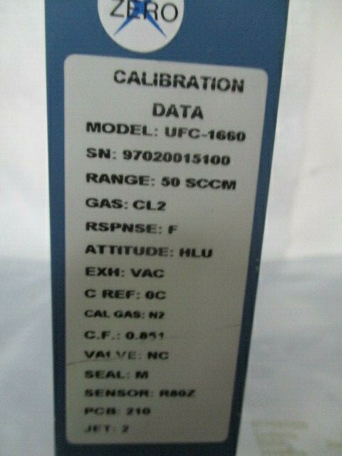 Unit Instruments UFC-1660 Mass Flow Controller, MFC, CL2, 50 SCCM, 452064