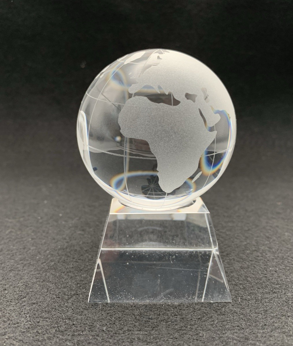 Crystal Globe with Crystal Glass Stand Glove Spins