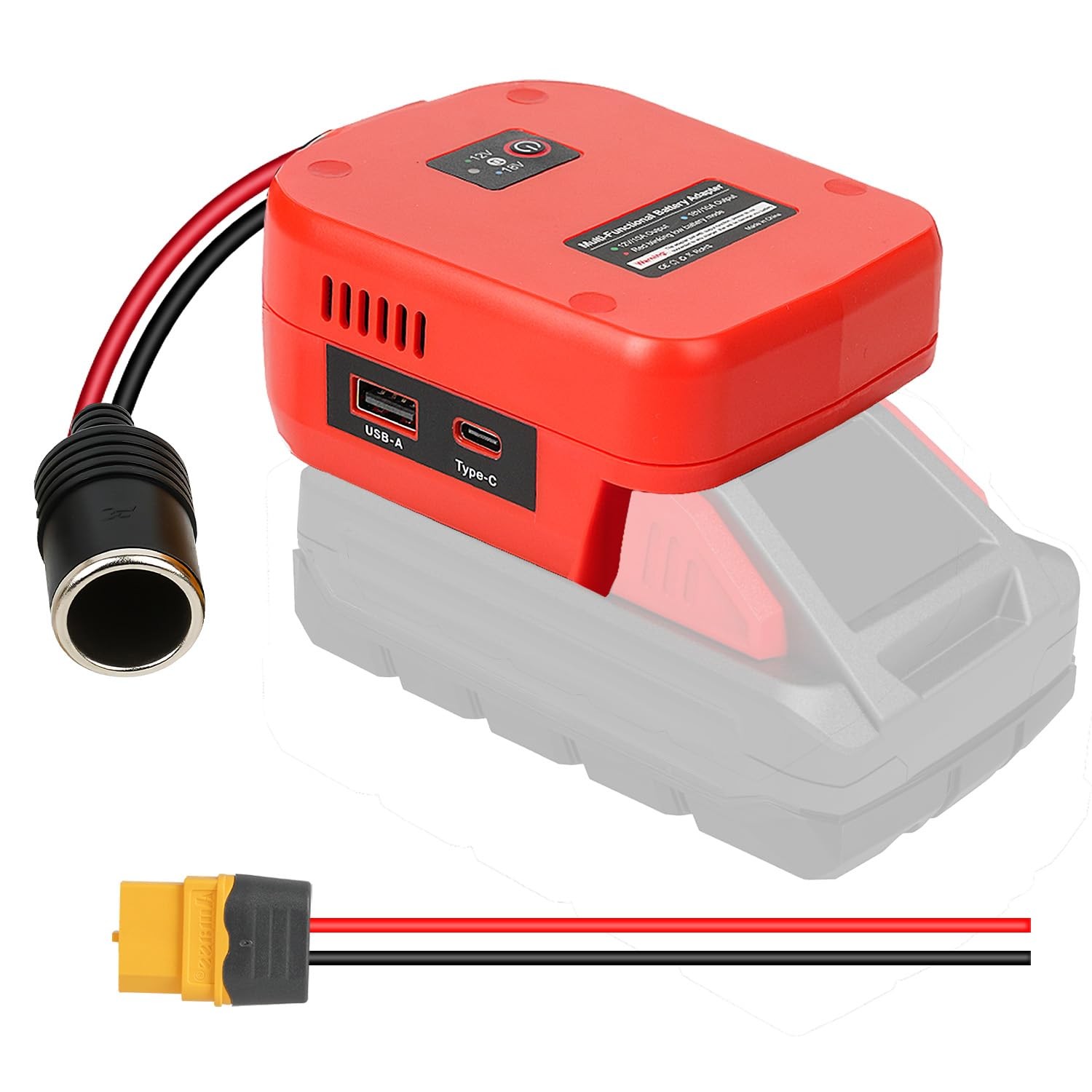 QSDXNYDC 18V to 12V Step-Down Converter for Milwaukee M18 Power red