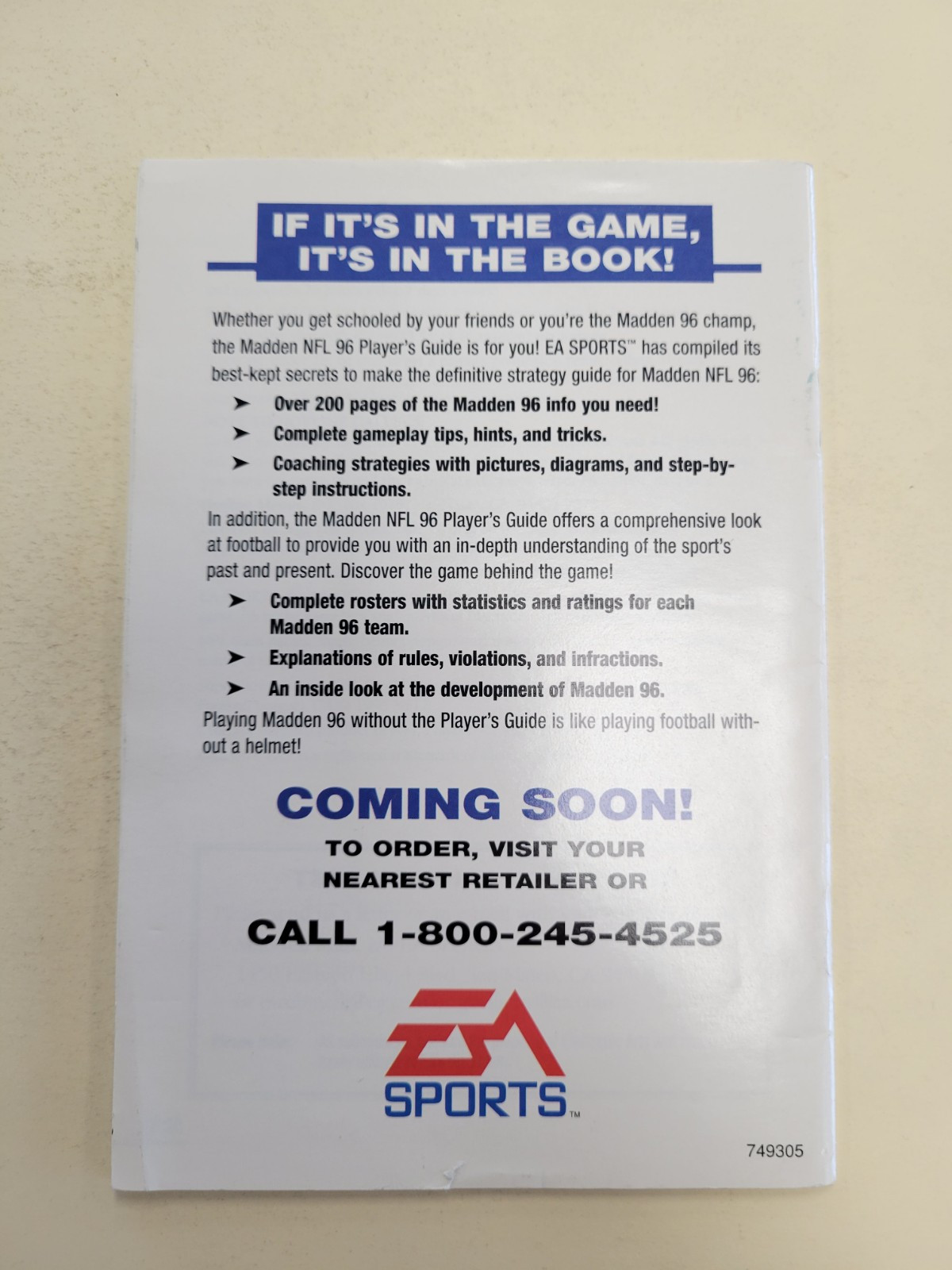 Sega Gensis Manual Madden 96