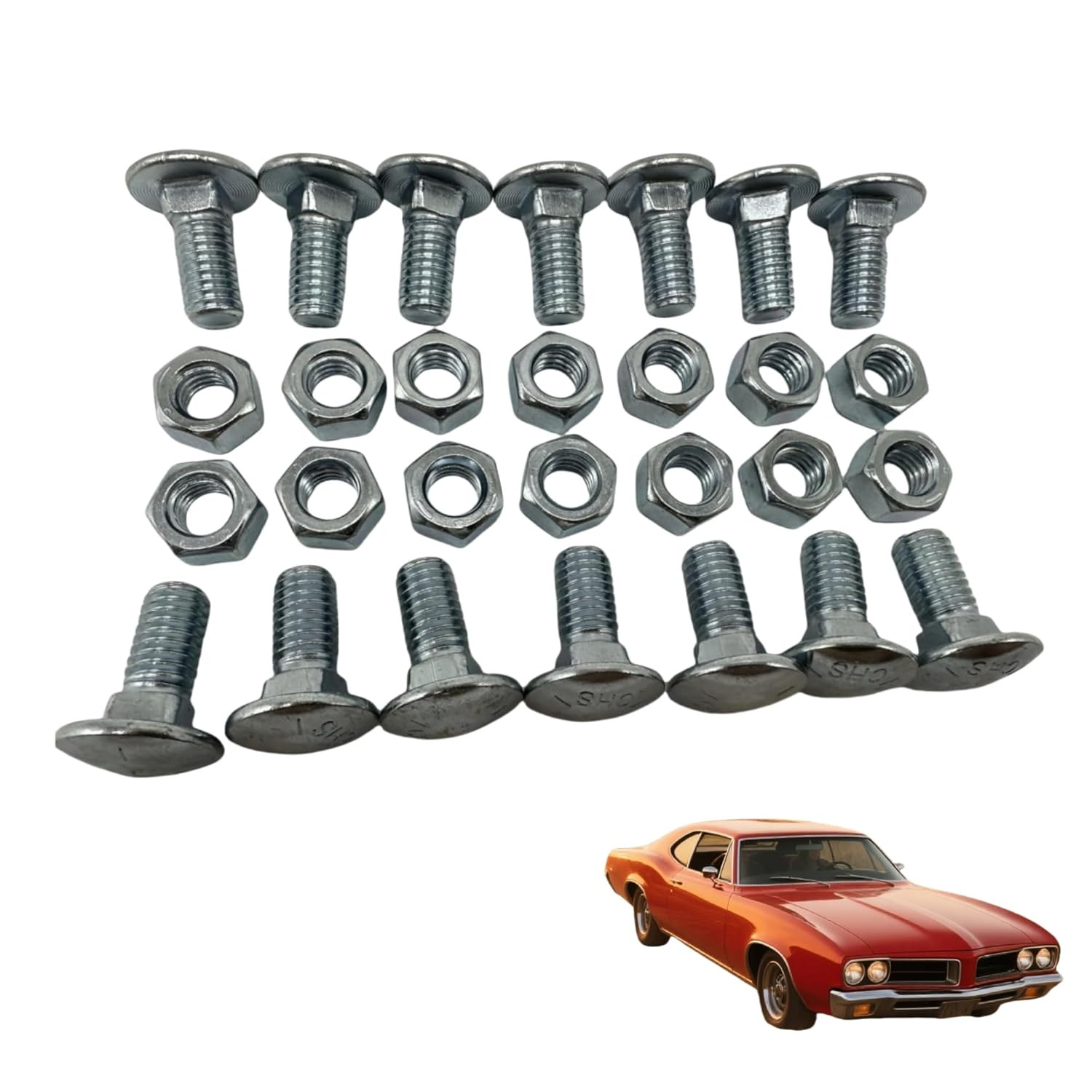 28-Pack Front & Rear Bumper Bolts Kit Stainless Cap for 1964-1972 Chevelle, Nova