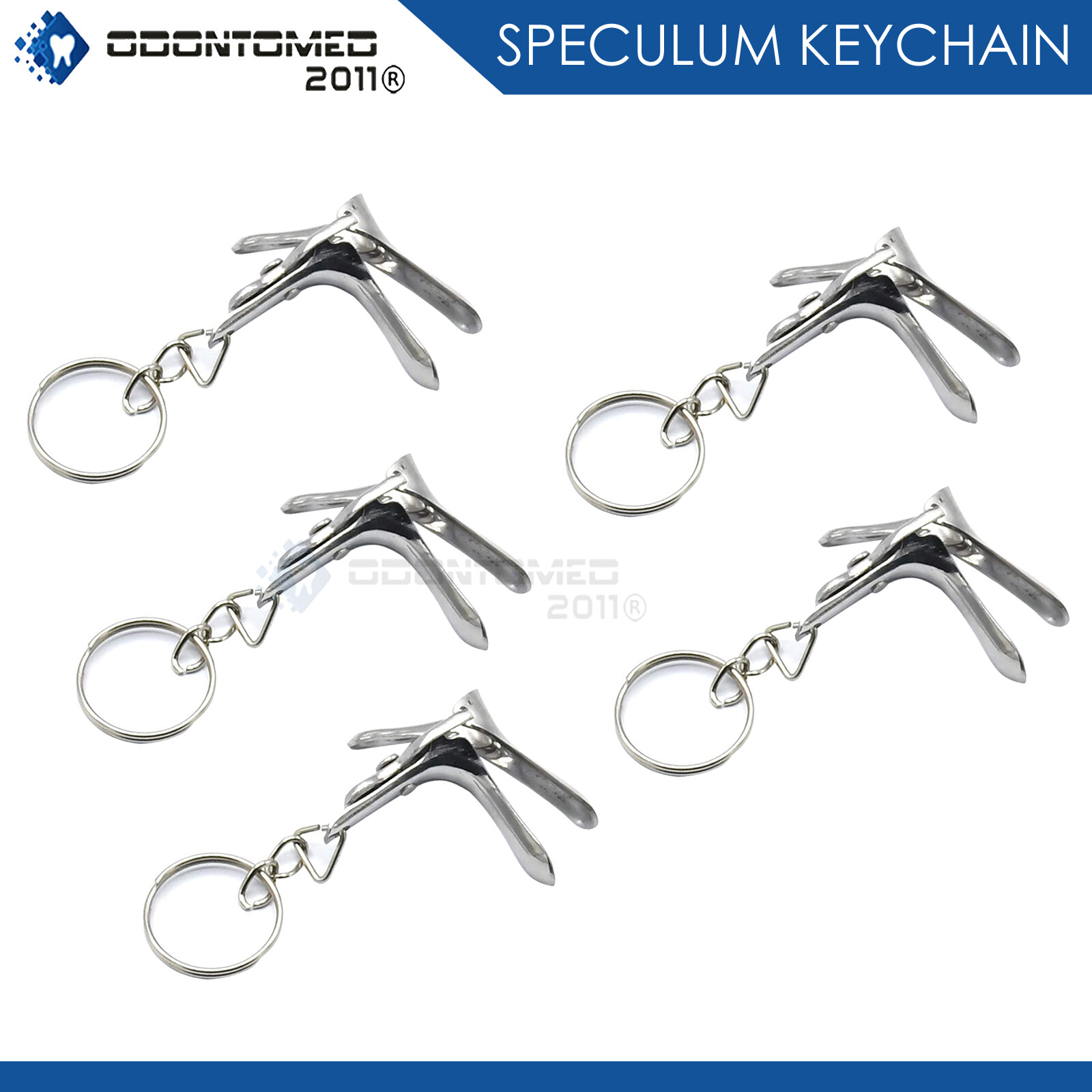 Set Of 5 Pieces Speculum Keychain Stainless Steel