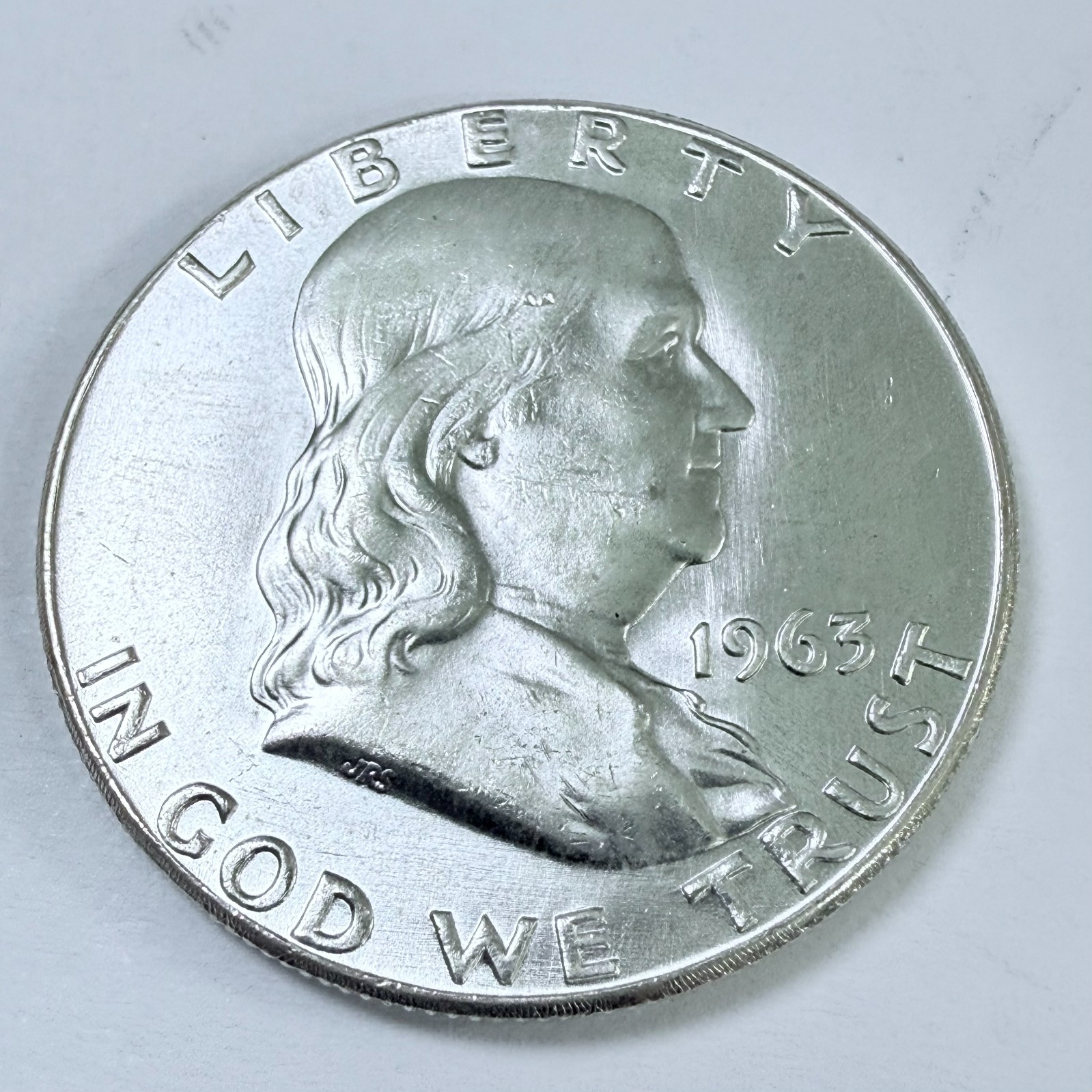 1963 P FRANKLIN SILVER HALF DOLLAR COIN 90% SILVER AU ABOUT UNCIRCULATED #8030