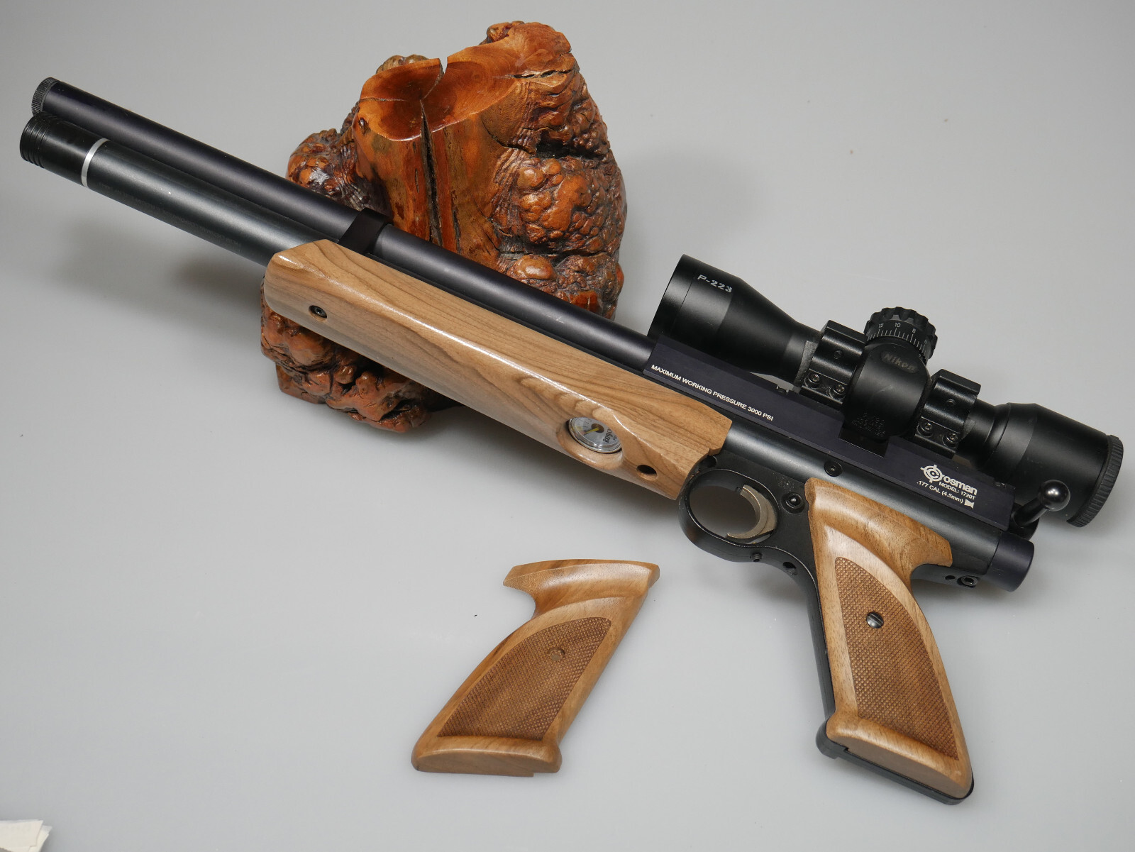 CUSTOM WALNUT PISTOL FOREARM & GRIPS FIT CROSMAN 1720T/1720 T, BENJAMIN MARAUDER