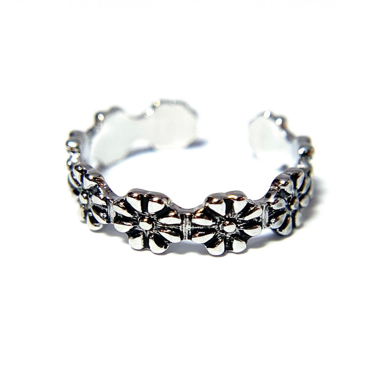 Linked Flowers Adjustable Mid Ring / Toe Ring