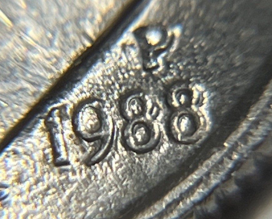 1988 P Roosevelt Dime Errors Strike Through Grease DDO Uncirculated #4