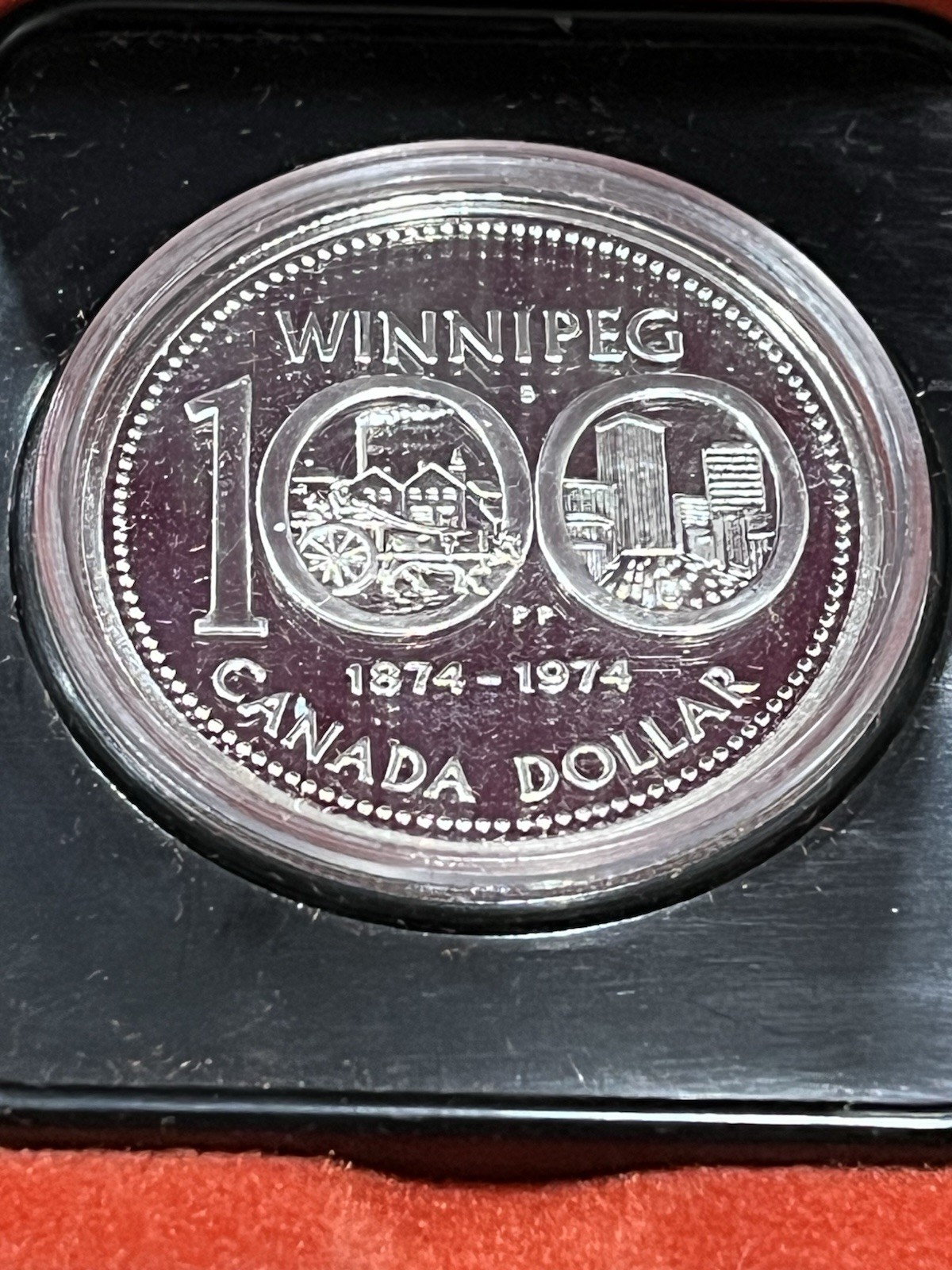 1974 Canada Winnipeg Centennial Silver Dollar Specimen Proof-Like in OGP Case