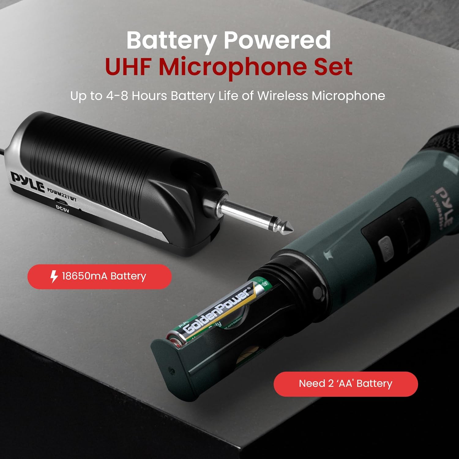 4-Channel Portable UHF Wireless Microphone System with Handheld Mics