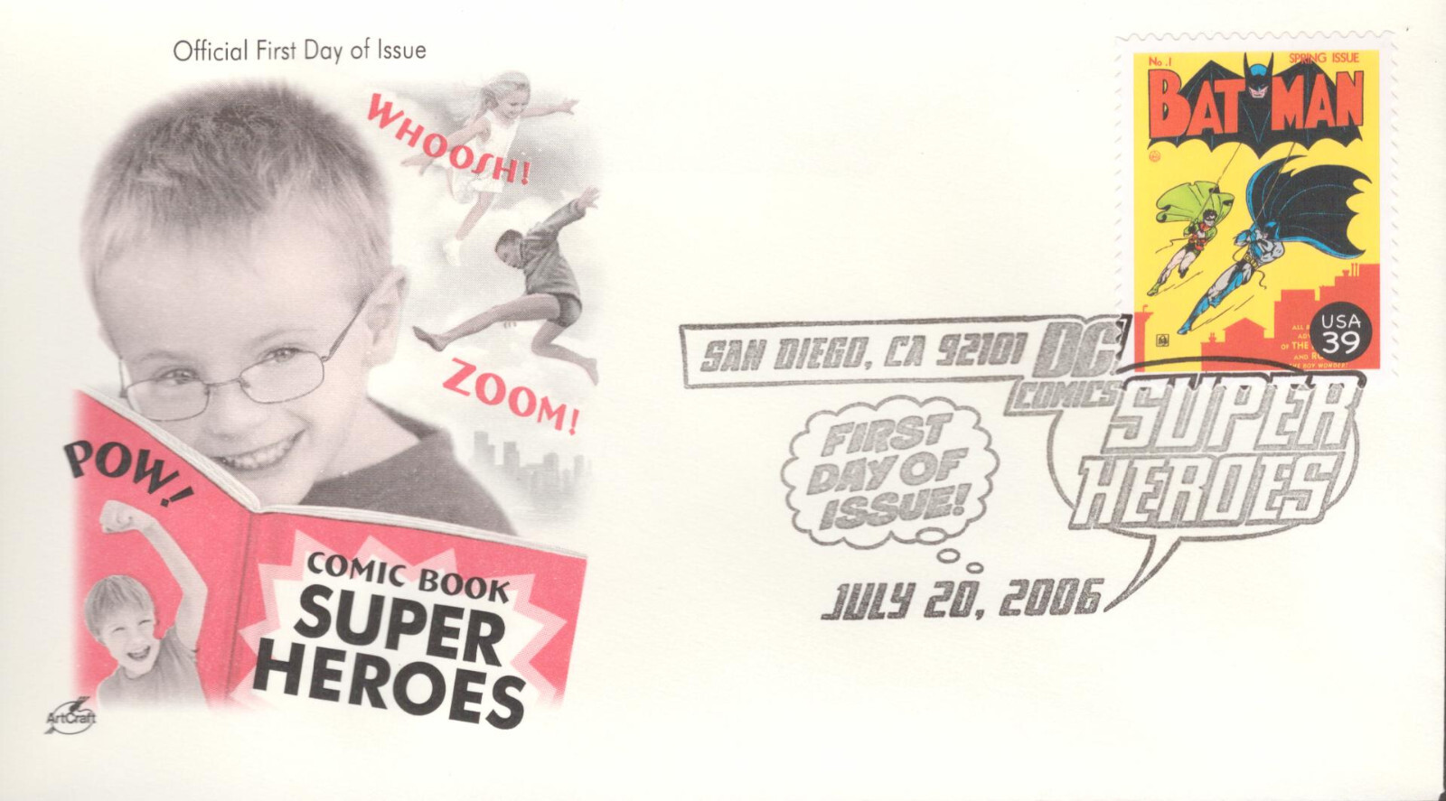 2006 First Day of Issue - DC Comic Heros - Batman - Art Craft Cachet