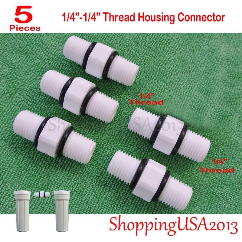 5 Pc 1/4"-1/4" DUAL Male Straight Fitting Connector Thread RO Water Filter