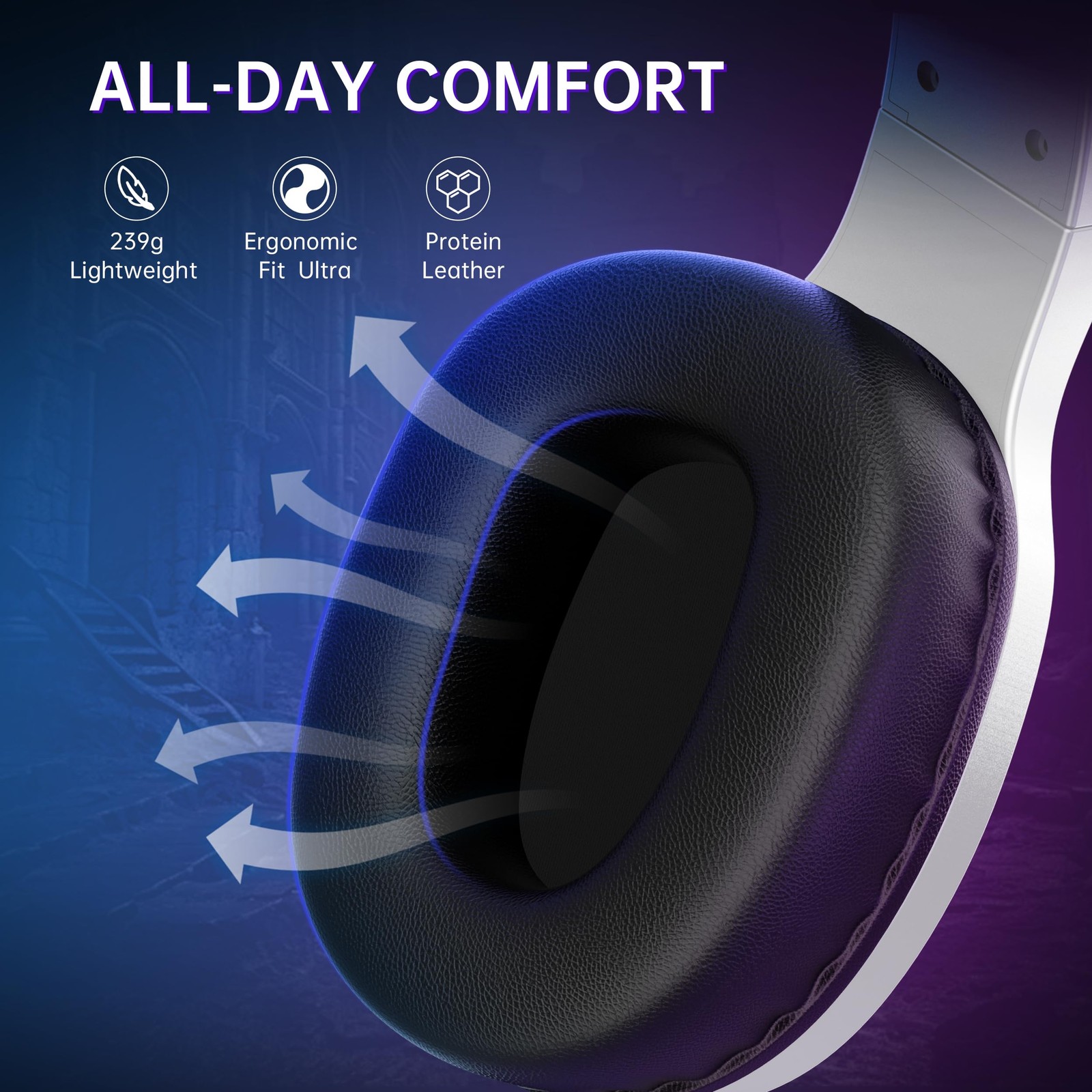 AOC Wireless Gaming Headset Compatible with ps5/4, PC, USB-C & White