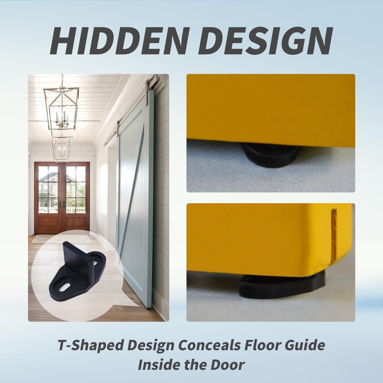 4Pack Black Floor Guide for Sliding Barn Door Hardware T Shape Guides 4 PACK