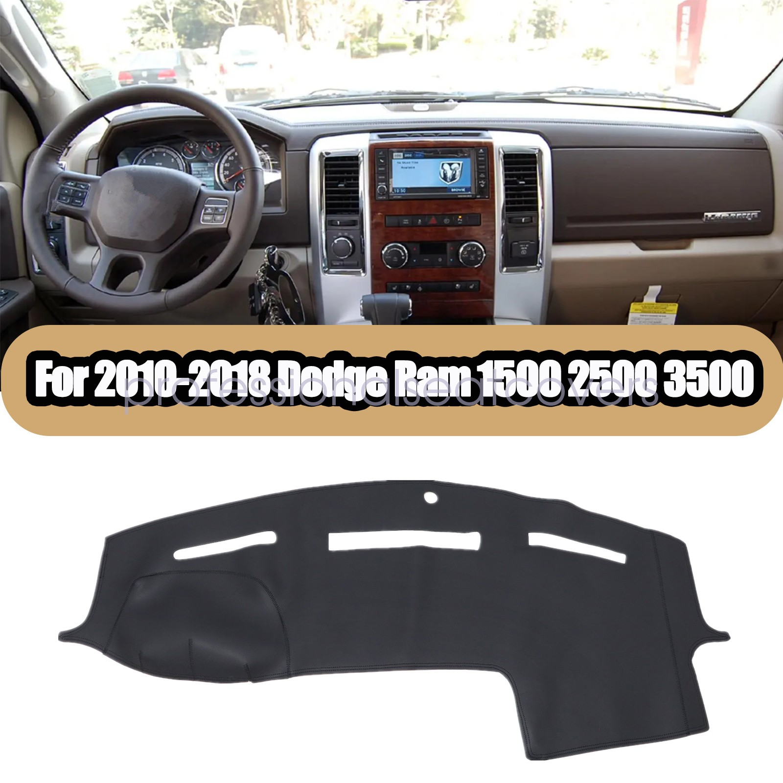 For 10-18 Dodge Ram 1500 2500 3500 Leather Dashboard Dash Cover Dashmat Carpet