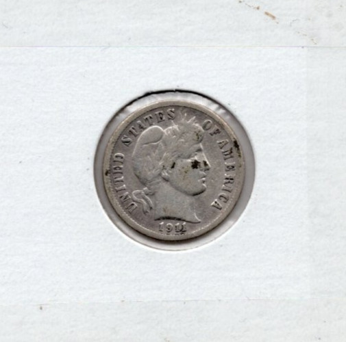1911 S Barber 90% Silver Dime from San Francisco Mint D100725 31d