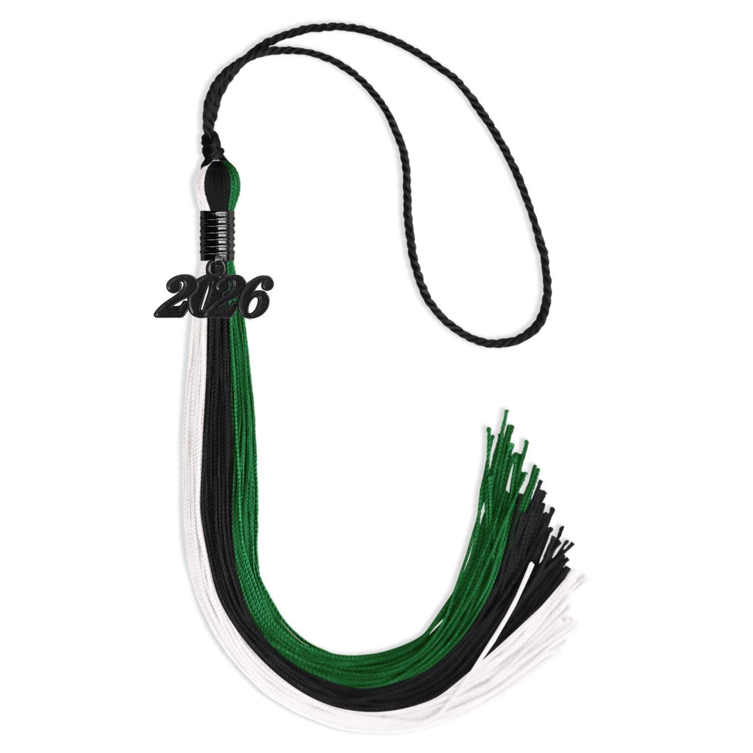 Endea Graduation Black/Green/White Tassel with Black Date Drop