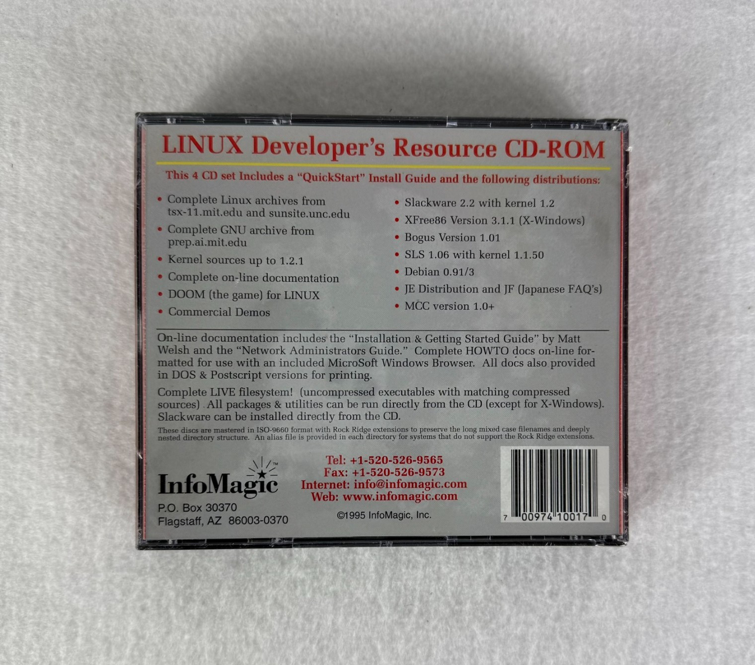 Linux Developer’s Resource 4 CD Set InfoMagic March 1995 (Sealed)