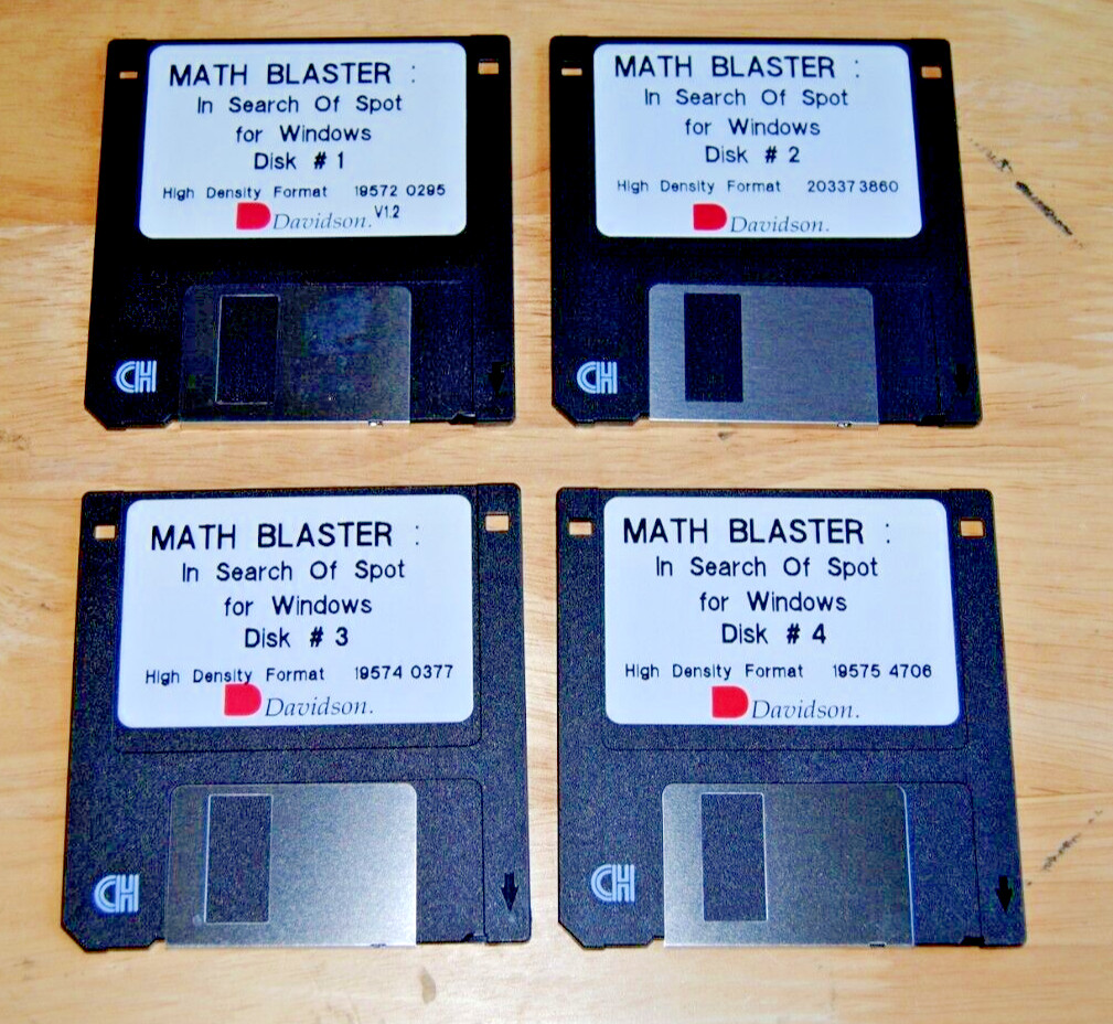 Math Blaster In Search of Spot 3.5" floppy Windows 3.1 Sound Blaster Vintage