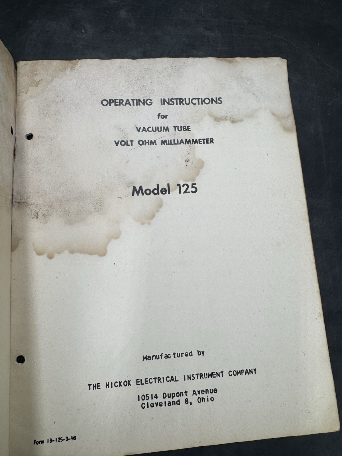 Hickok Model 125 Operating Instructions