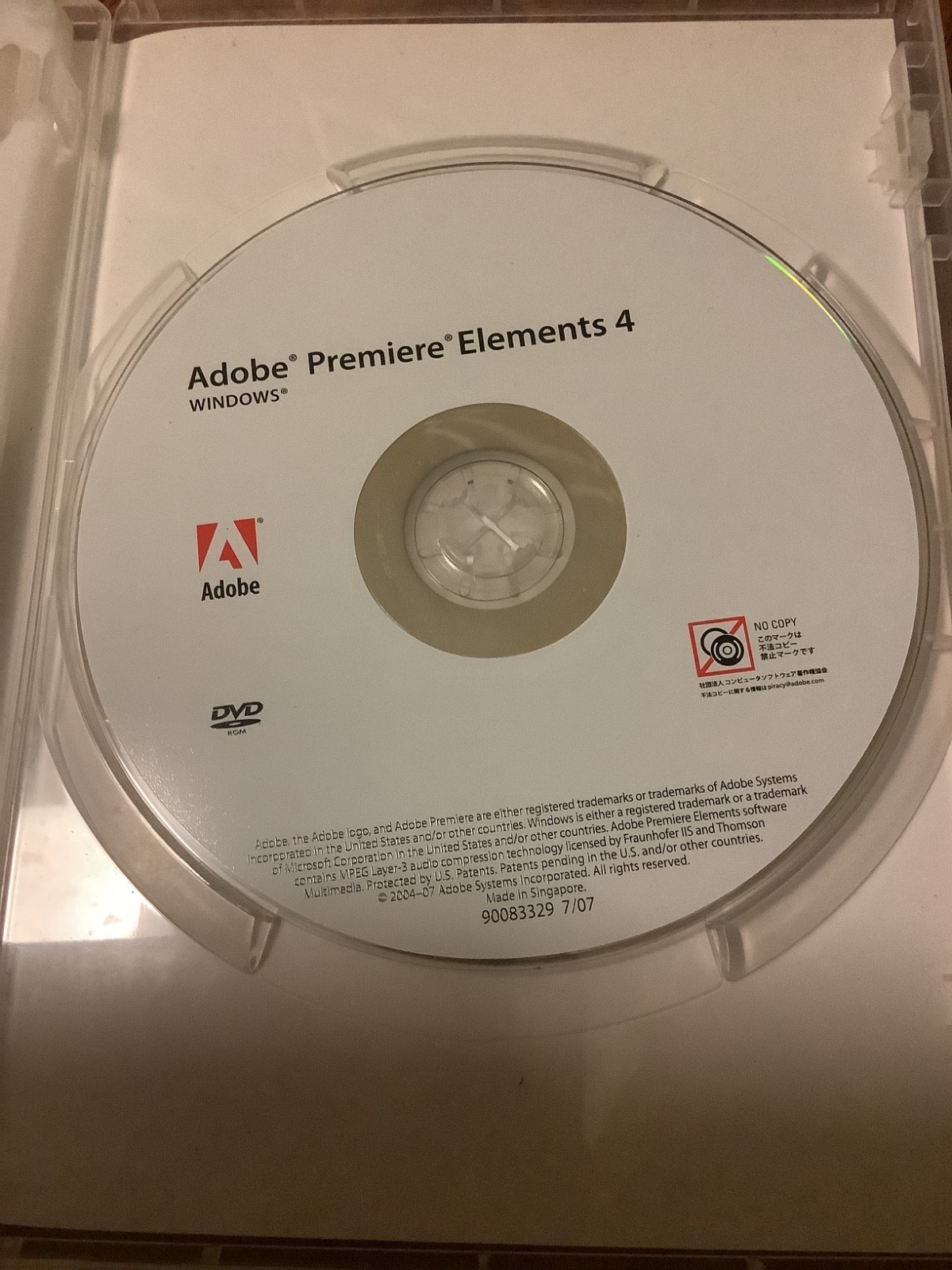ADOBE PHOTOSHOP ELEMENTS 6 PREMIERE ELEMENTS 4 CD ROM 2 DISCS NO MANUAL