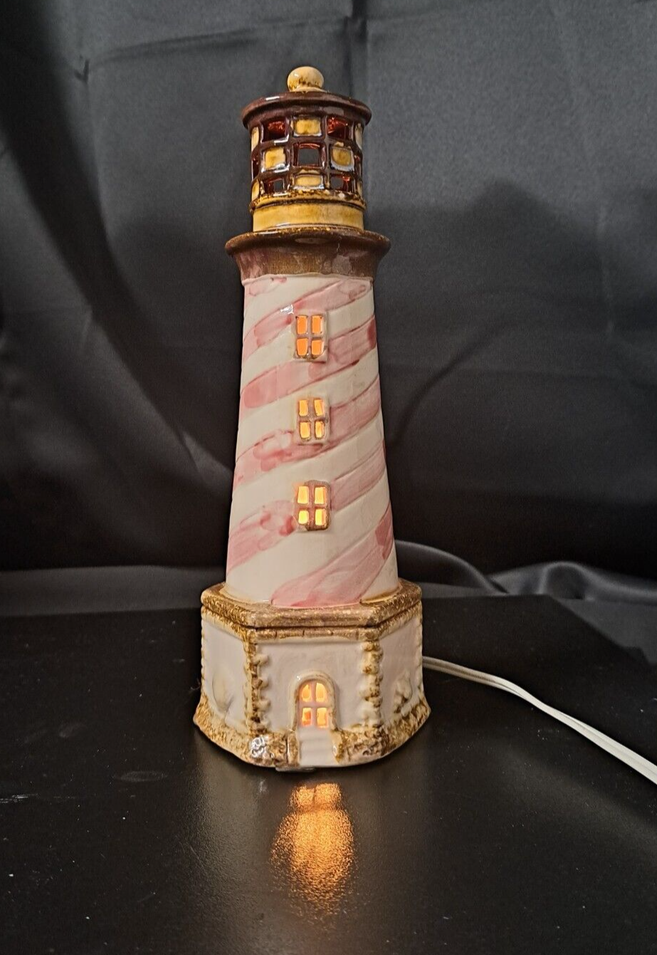 Light House Night Light Nautical Table 10.5"x 5"x4" Plug Cord Switch Ceramic