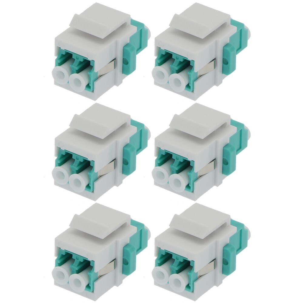 6x LC/UPC OM3 Duplex Multi Mode Fiber Optical Coupler Keystone Jack Snap-in Aqua