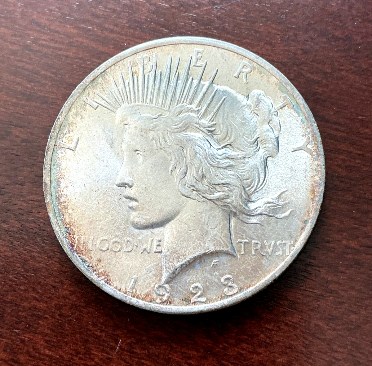 1923 Peace Silver Dollar $1 BU Uncirculated 90% Silver $1 US Coin Lightly Toned