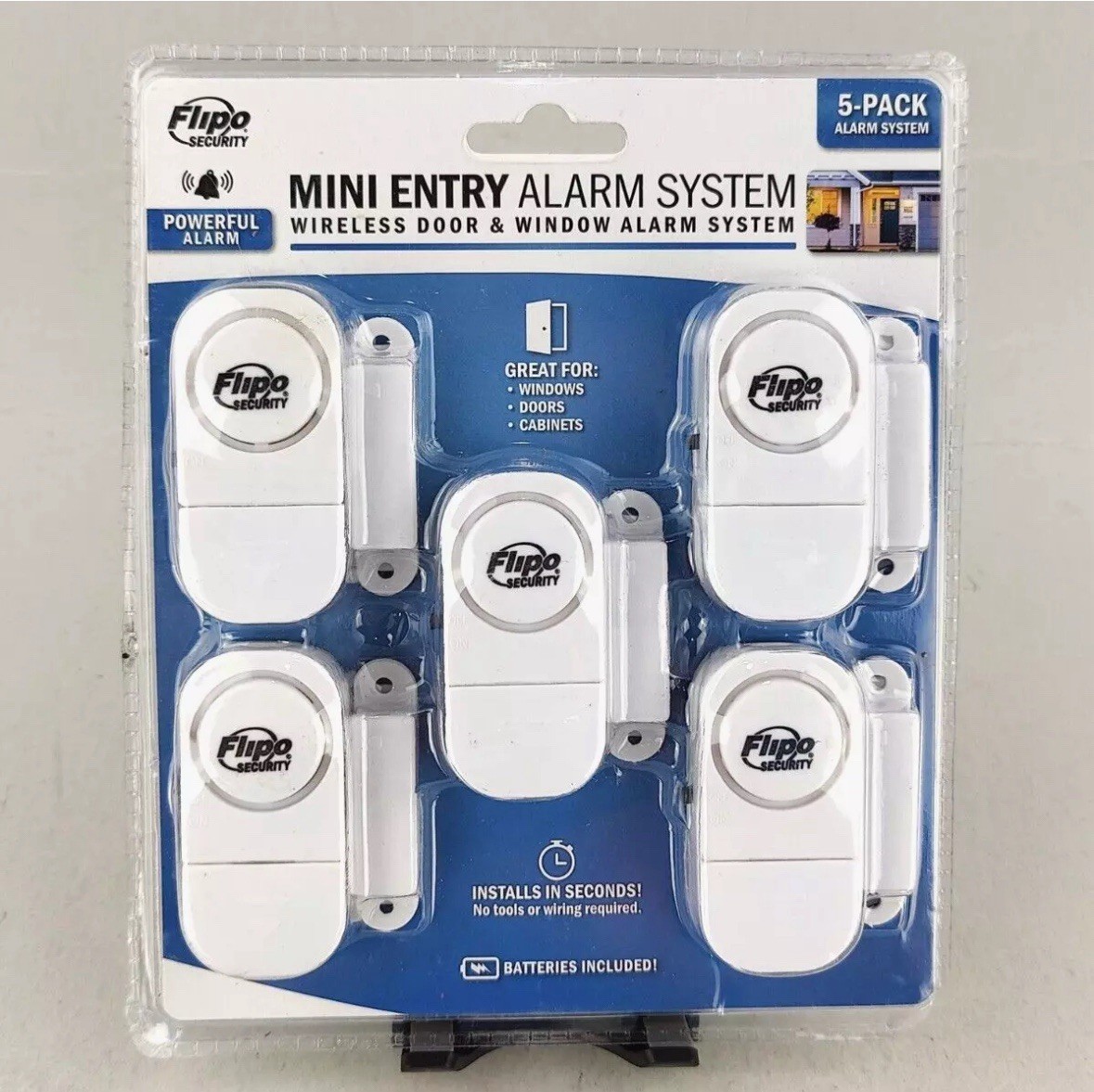 Flipo Mini Entry Alarm System 5-Pack Wireless Door & Window System NEW Sealed