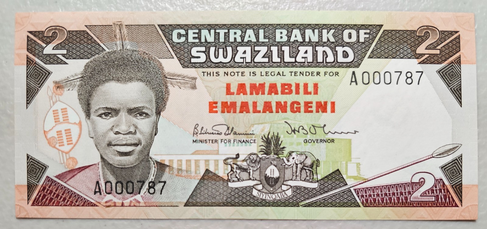 Swaziland 2 Emalangeni 1987 Unc