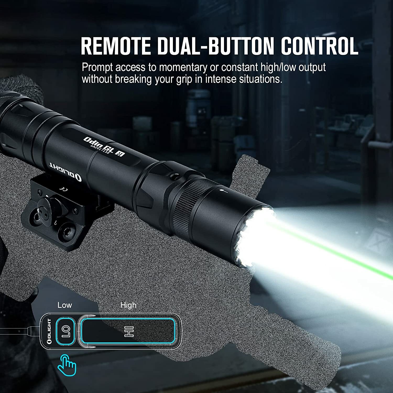 Olight Odin GL M Tactical Rechargeable Flashlight Green Laser Combo, M-Lok Mount