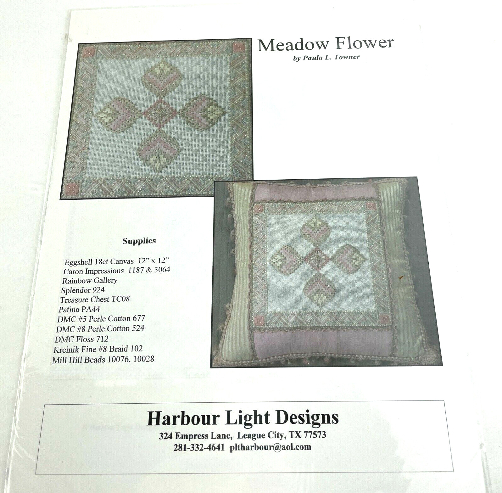 Harbour Light Designs Needlepoint Chart PATTERN Meadow Flower Paula Towner