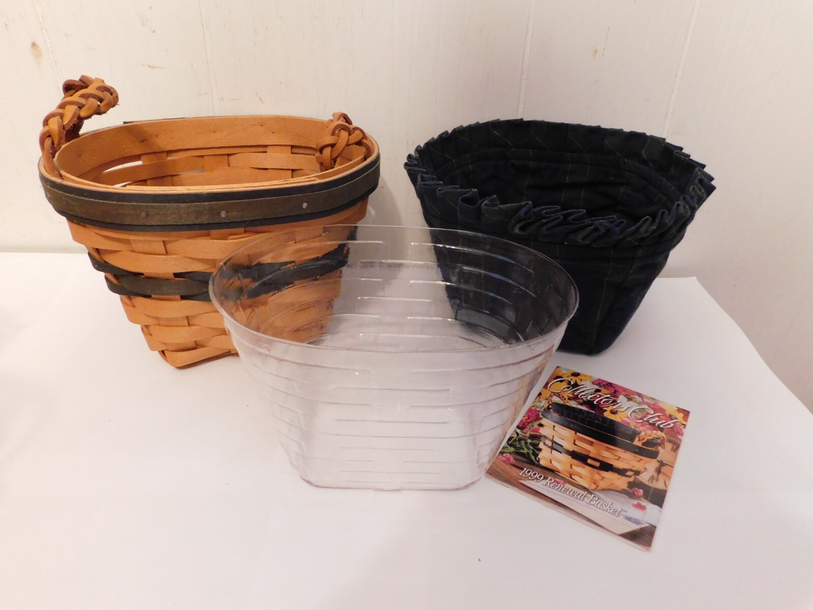 Longaberger 1999 Renewal Basket w/ Braided Leather Handles Combo