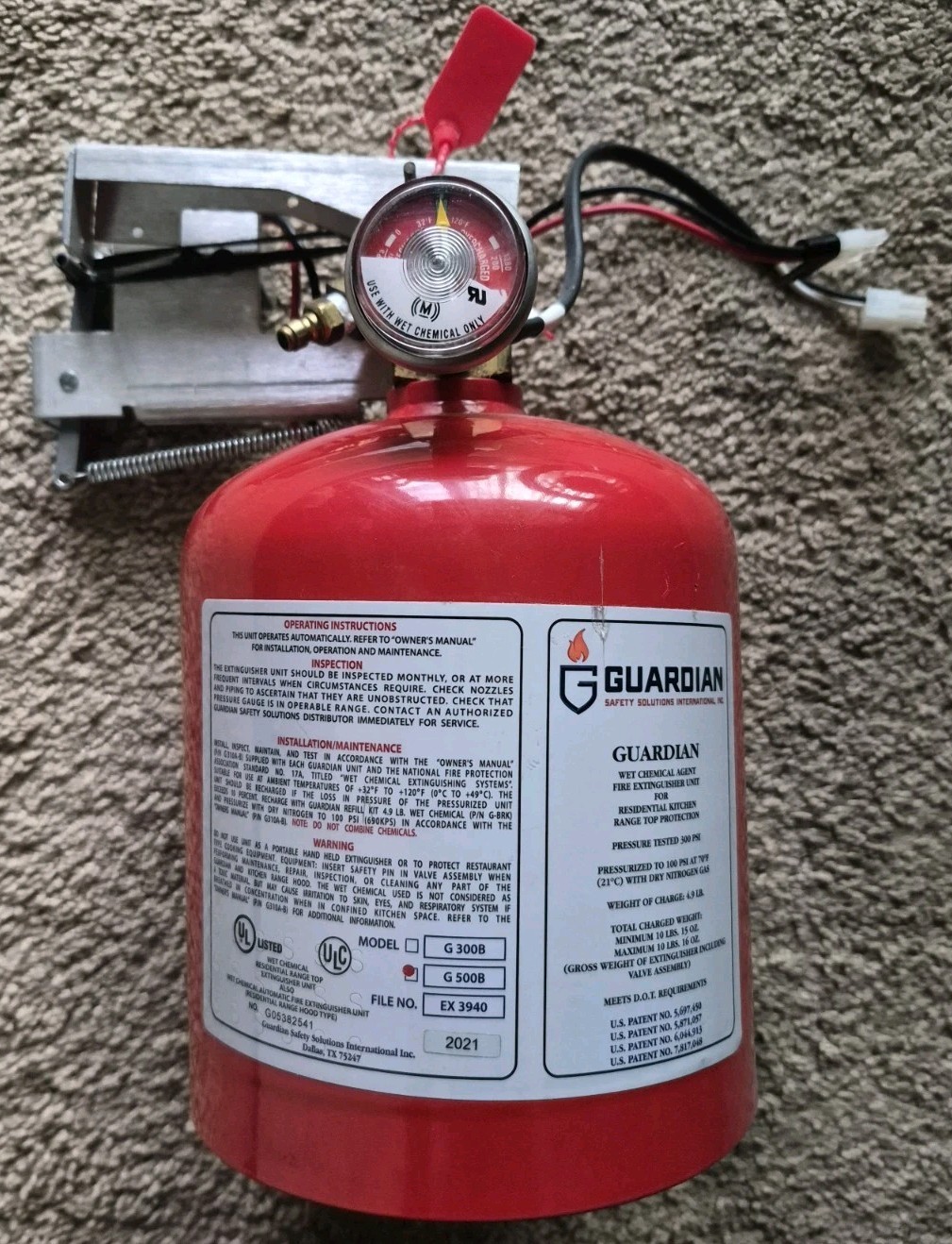 Guardian Wet Chemical Agent Fire Extinguisher Model 1384-A Residential Kitchen