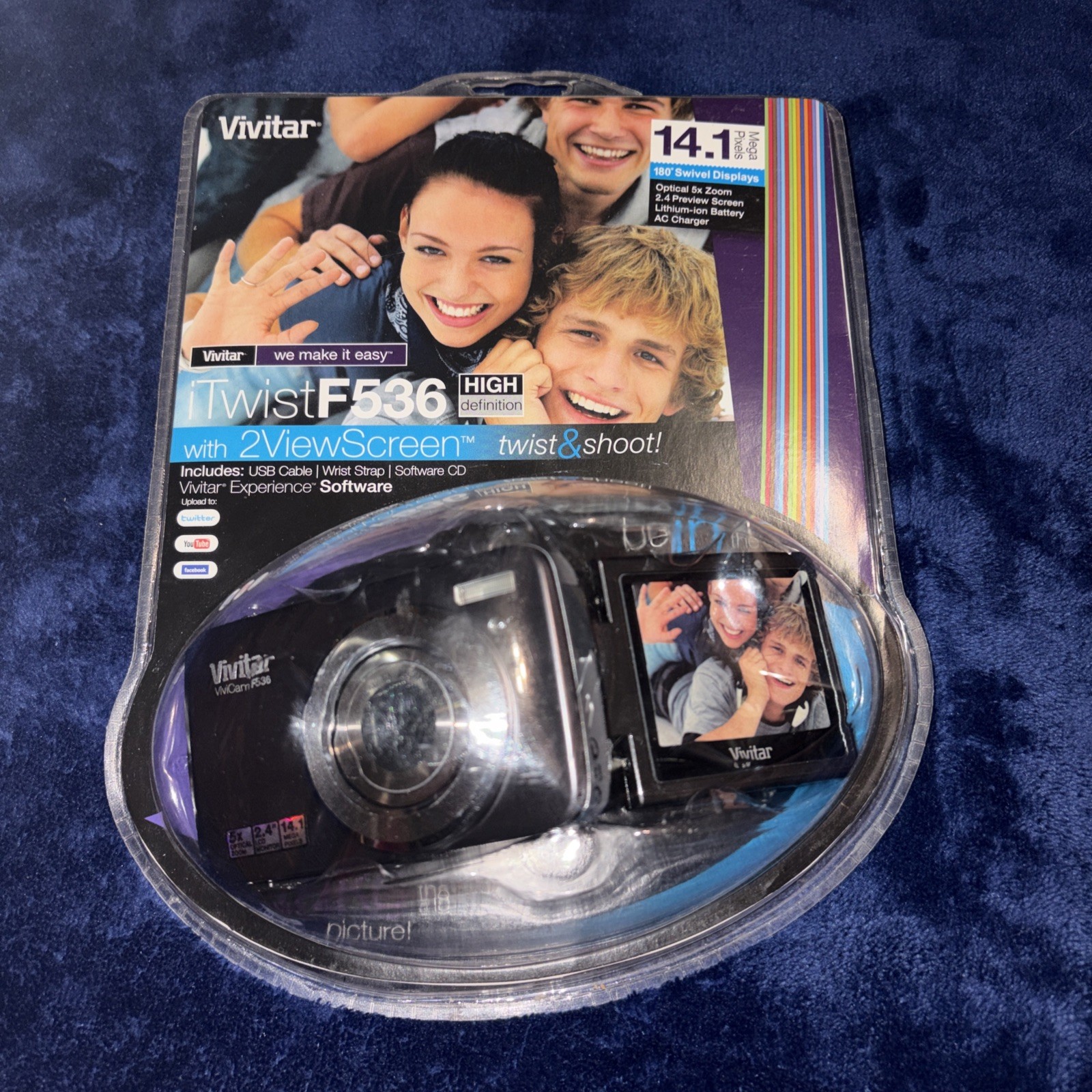 Vivitar ViviCam F536 Digital Camera – 14.1MP, Twist & Shoot NIP