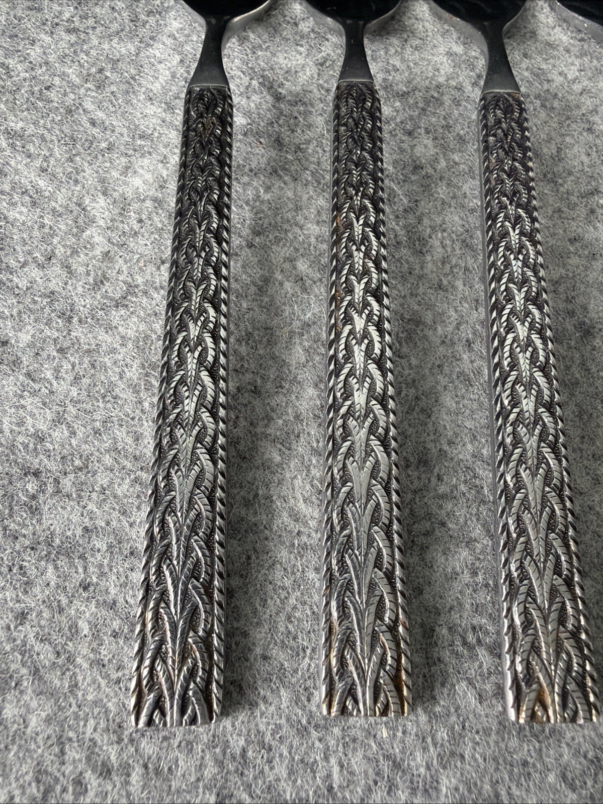 6 MCM JAPAN STAINLESS STEEL FLATWARE BRAIDED ROPE PATTERN Dinner Forks Flatware