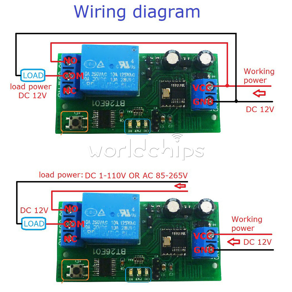 DC12V 1 Channel Bluetooth BLE 5.2 Relay Module Control Board 6 Commands Operate