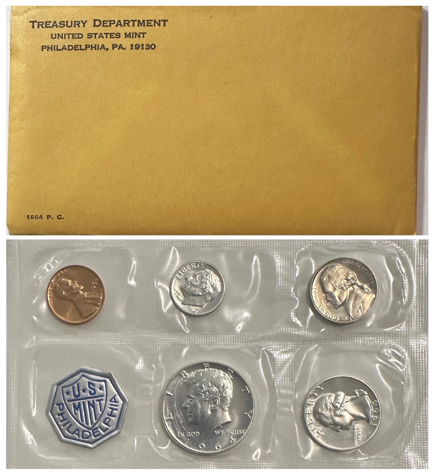 1964-P U.S. Mint Proof Coins Silver  in OGP w/COA - 5 Coins/Mint Token
