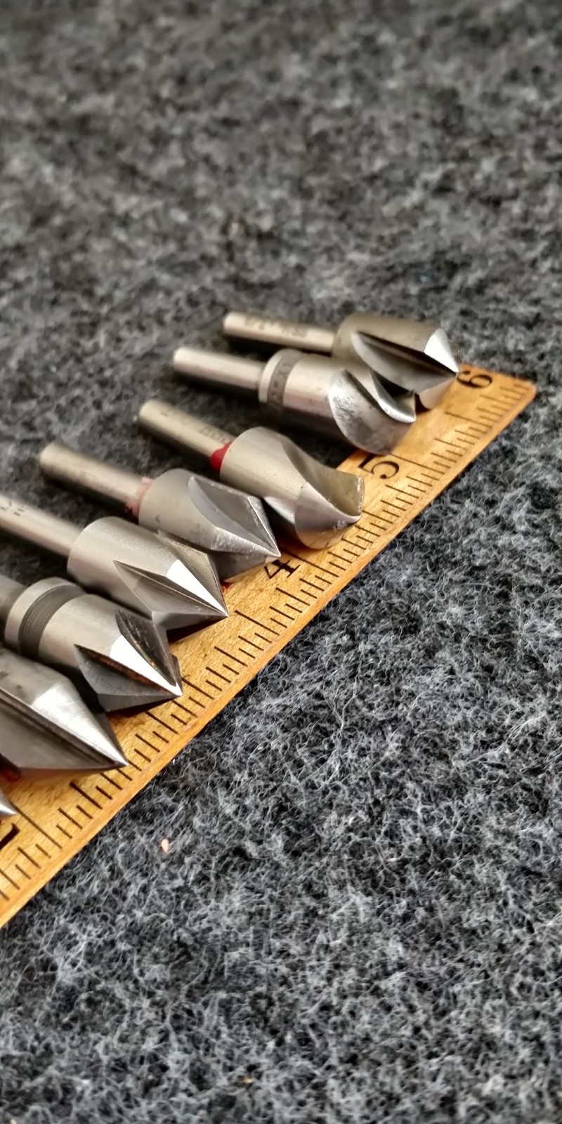 SET of 9 ~ 1/2" countersinks in assorted angles and flutes