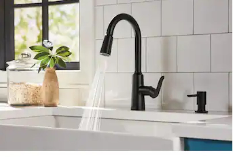 Moen Edwyn Matte Black Single Handle Deck-mount Pull-down Kitchen Faucet 87028BL