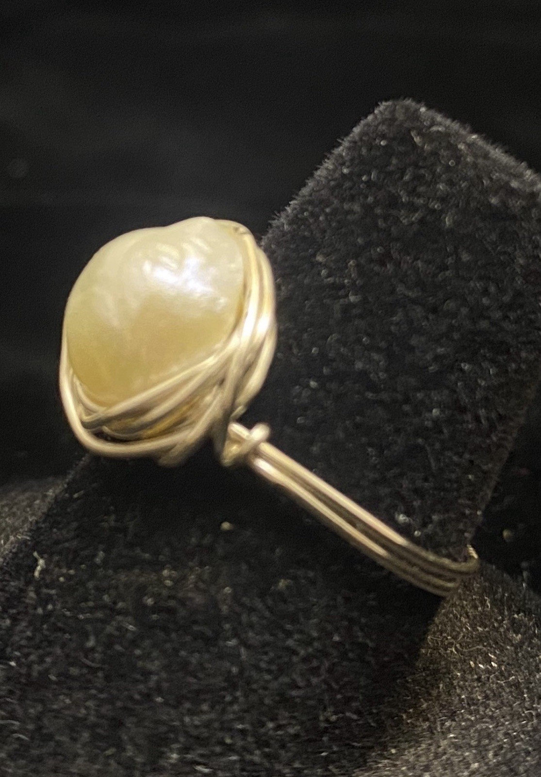 Pearl Silver Ring Size 6.5 10mm Pearl