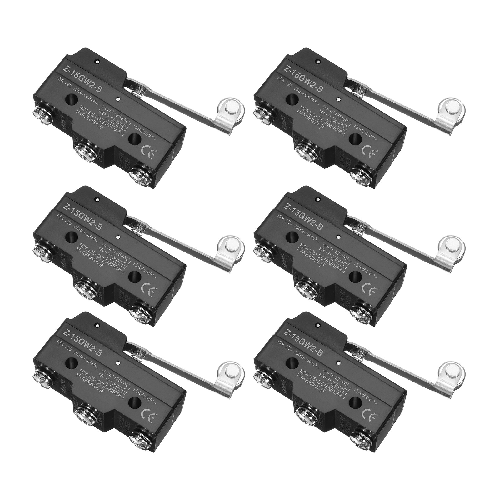 6 x Z-15GW2-B Momentary Micro Lever Limit Switch Roller Snap Action 15A 250V