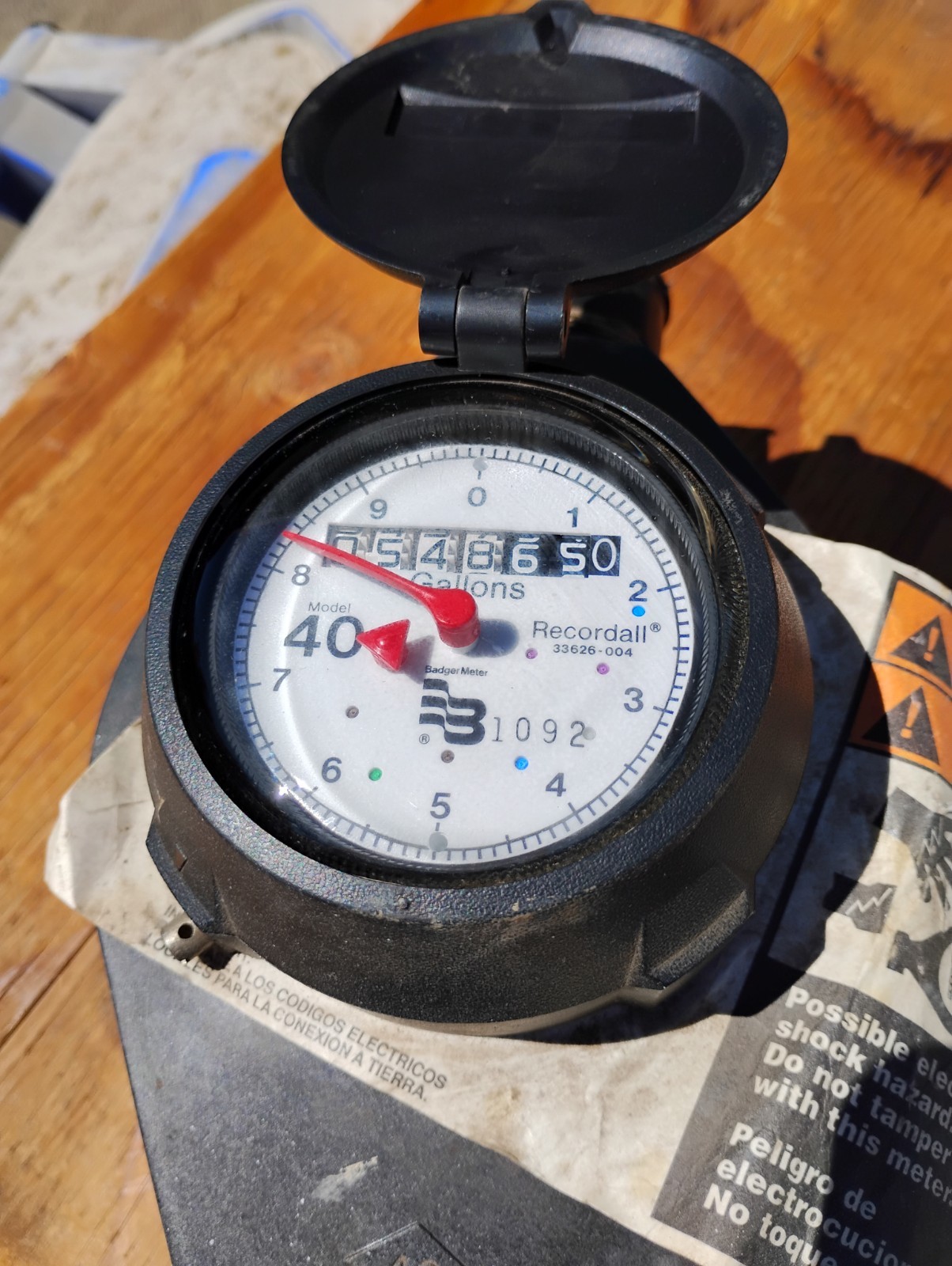 Badger Meter Model 40 Recordall 33626-004 Water Meter