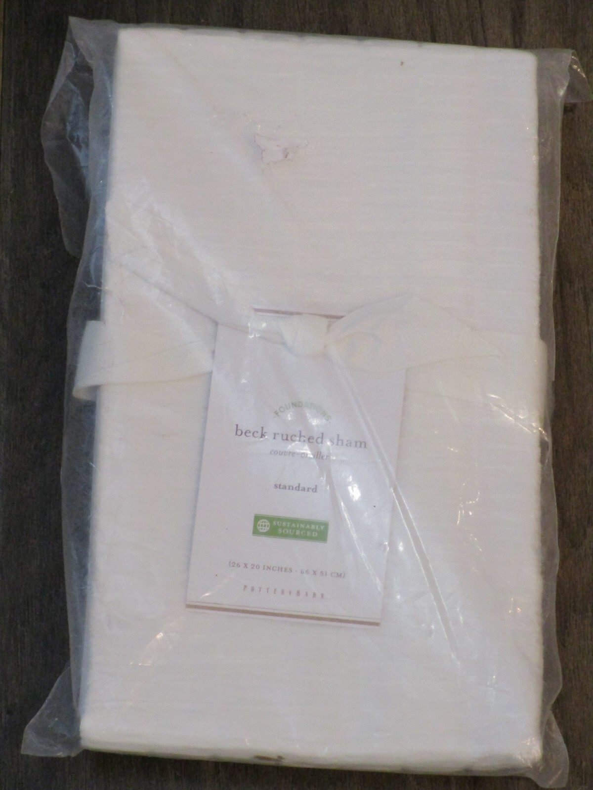 POTTERY BARN BECK RUCHED WHITE STANDARD SHAM   NEW