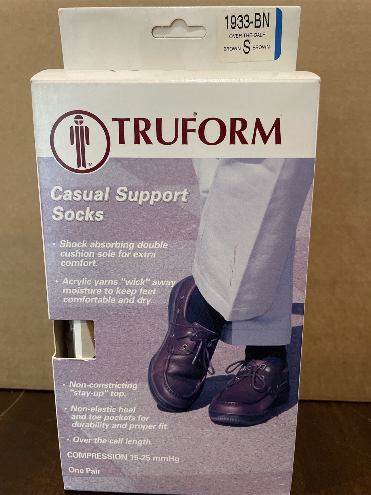 Truform 1933 Men’s Casual Support Socks Brown Small 15-25 mmHg